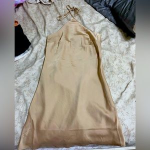 nude tie silk dress